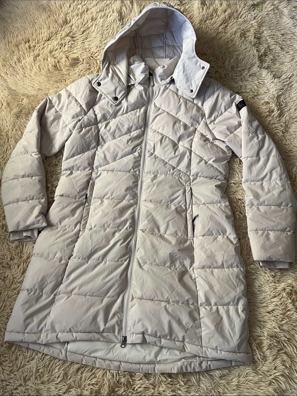 Lole Women's Long Hooded Quilted Puffer Coat
